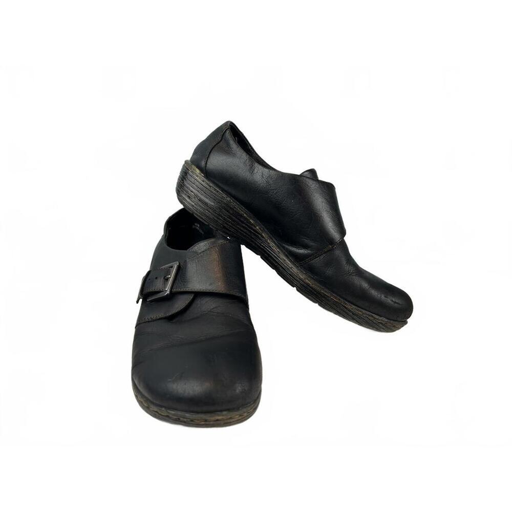 BOC Black Leather Slip-On Shoes with Buckle W 11M